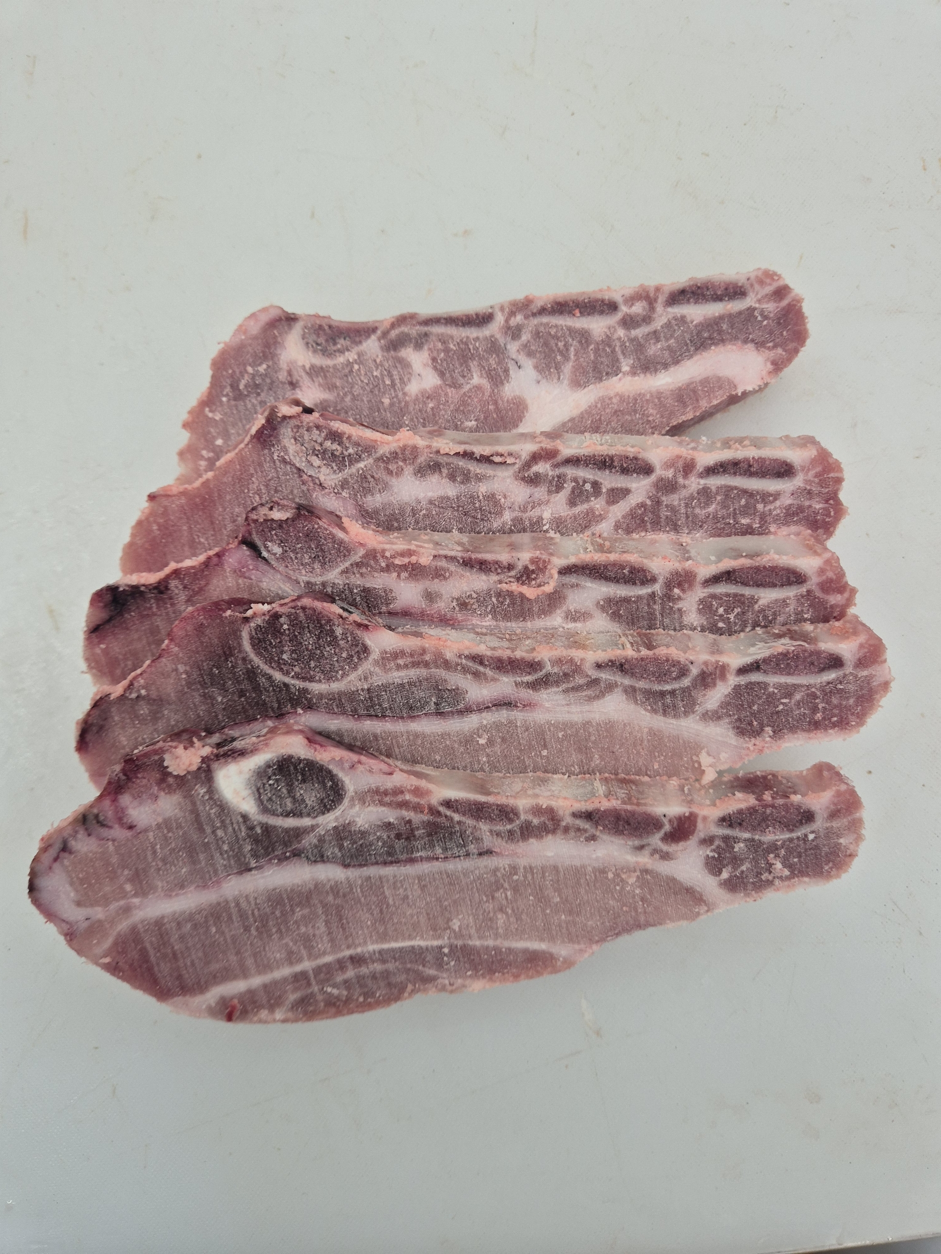 한돈 돼지갈비 약 1cm LA갈비용 절단 원육 사진