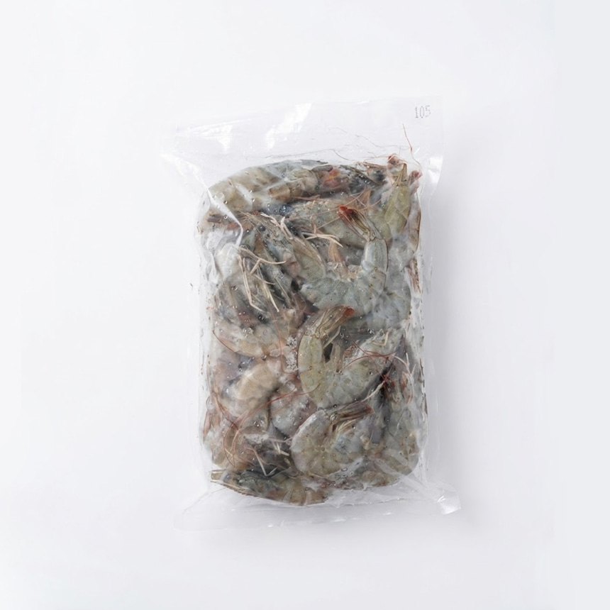비닐 포장된 신안 산지직송 흰다리새우 1kg